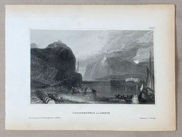 Stich antik Drachenfels am Rhein