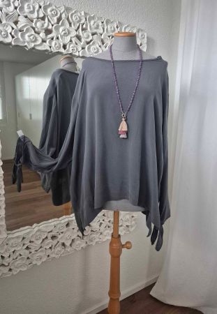100% SEIDE! DESIGNER BLUSE GRAU Gr.42/OVERSIZE passt zu NILE