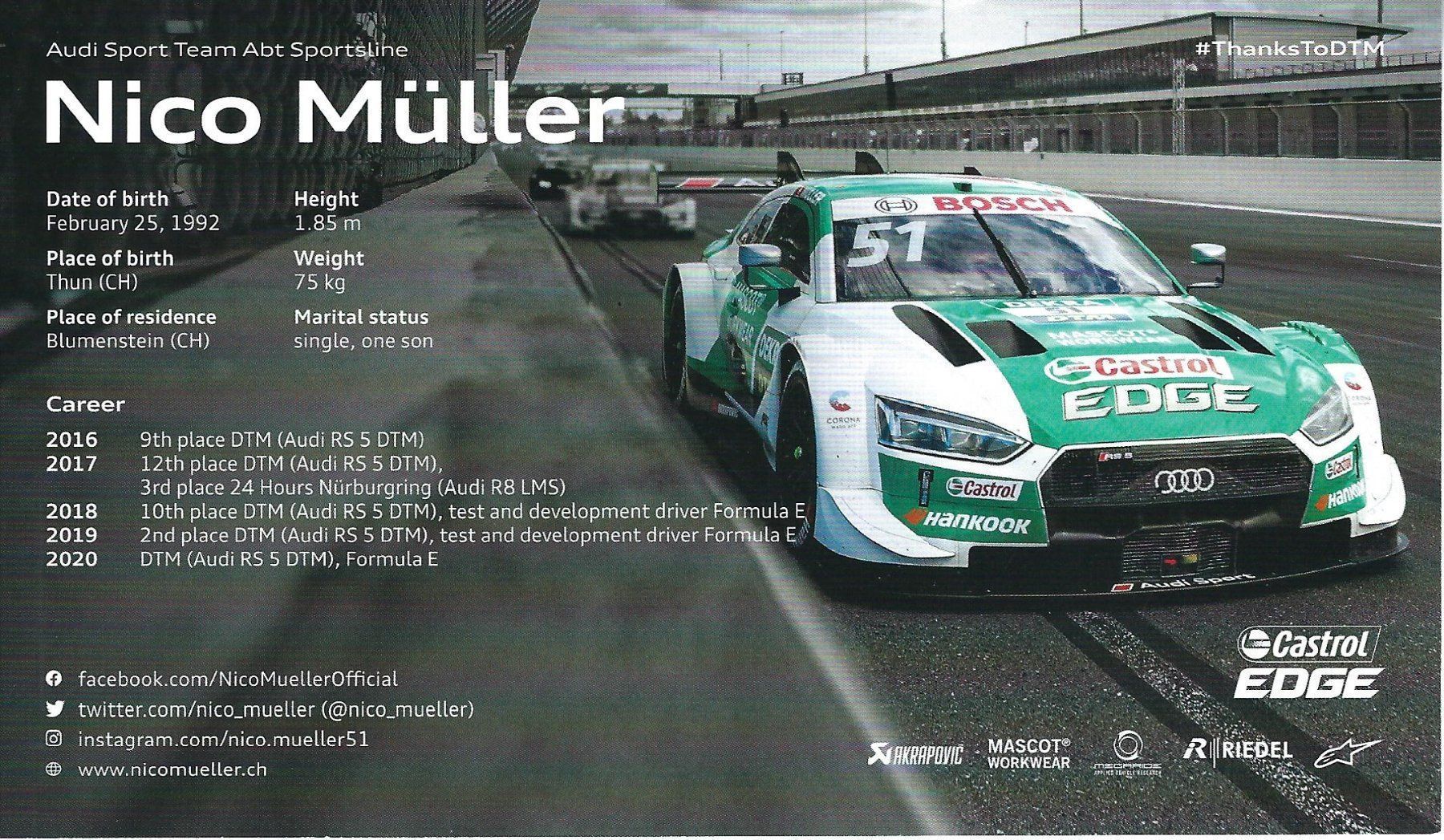 Autografi: Nico Müller, DTM 2020 – Usato da Aarburg venduto da Hktm 1