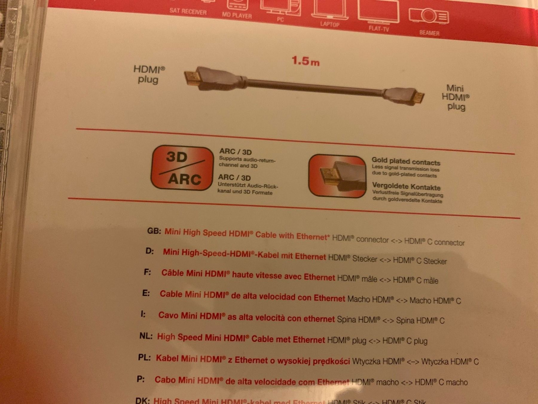 Câbles: Mini High Speed HDMI Kabel mit Ethernet – Neuf avec emballage d'origine à Emmen par newcar4you 4