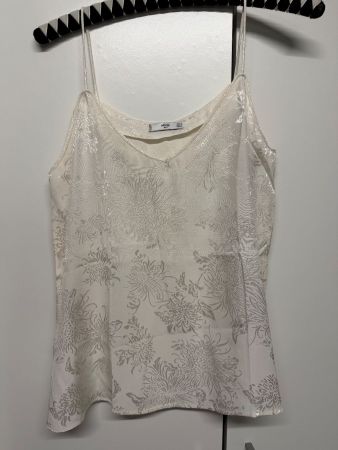 Top weiss gemustert Marke Mango Gr. S Creme Seide