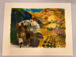 Bruder Jasmin und sein Eselchen - Weihnachtliches Litho. Han