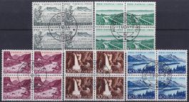 1954, Pro Patria B66-B70 Viererblöcke, ET-Stempel Kat: 225.-