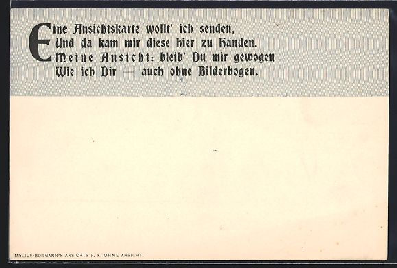 Cartoline postali: Ansichtskarte ohne Motiv mit Spruch Eine – Usato da Berlin venduto da bartko-reher