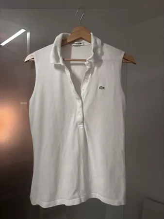 Damen Poloshirt Lacoste ärmellos weiss Grösse 40