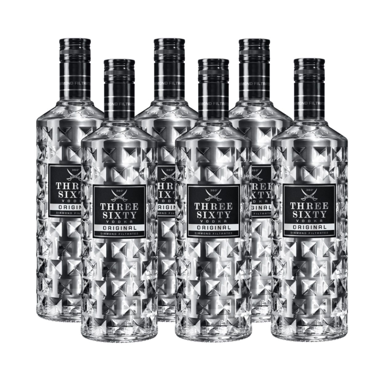 Spirituosen: 6 Fl. THREE SIXTY VODKA ORIGINAL Diamond filtrated Vodka – Neu und originalverpackt aus Bülach von StoreInShop.com