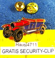 OLDTIMER CABRIO AUTO PIN GEPRÄGT GOLDIG MIT SECURITY-CLIP