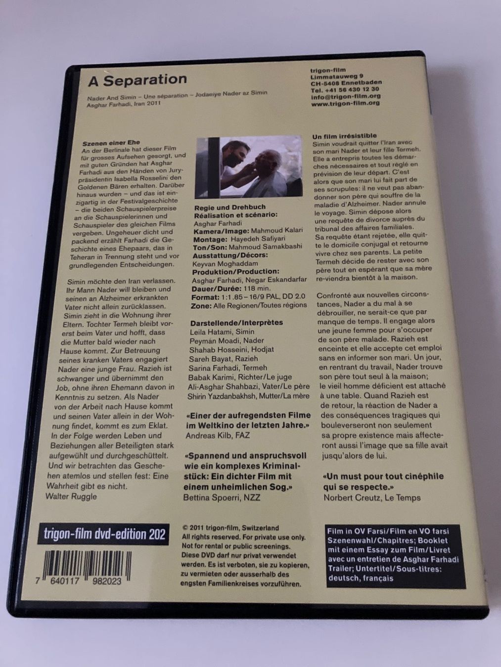 Tutti i DVDs: A Separation - Une Séparation (DVD)  Ashgar Farhadi Trigon – Usato da Arbon venduto da JoJoAs 1