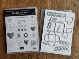 Stampin up! Stempelset "Grüsse mit Herz" und Stanzformen 