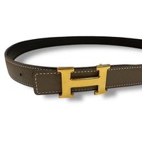 HERMÈS BOUCLE DE CEINTURE H & CUIR DE CEINTURE RÉVERSIBLE
