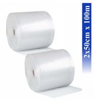 2x Rolle Luftpolsterfolie Breite 50cm x Länge 100m / 50 my