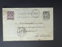 Potale Carte Frankreich mit Mischfrankatur 1893  (V465)