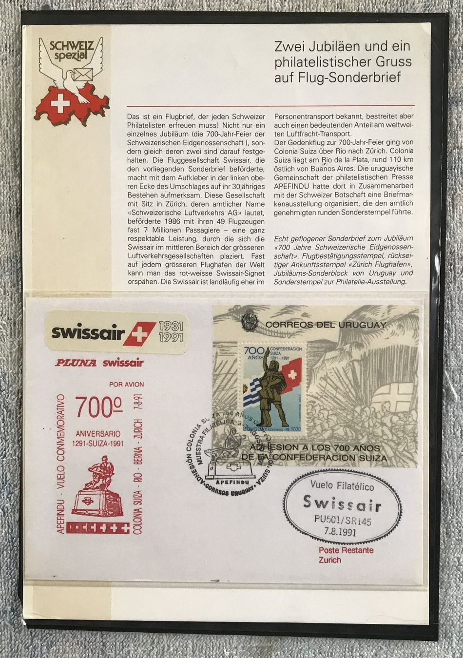 Tutti i francobolli: SWISSAIR 1931-1991 – Usato da Ostermundigen venduto da wini63