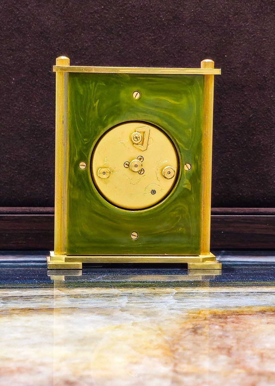 Jaeger-Lecoultre Wecker: Jaeger Le-Coultre Tischwecker mit grünem Jade – Gebraucht aus Lugano von R.Riccardo 7