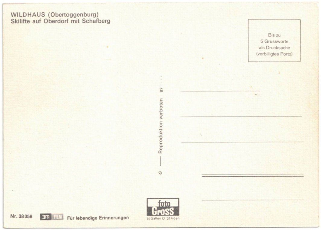 Cartoline postali: Wildhaus - Skilifte Oberdorf – Usato da Binningen venduto da Mountainrider 1