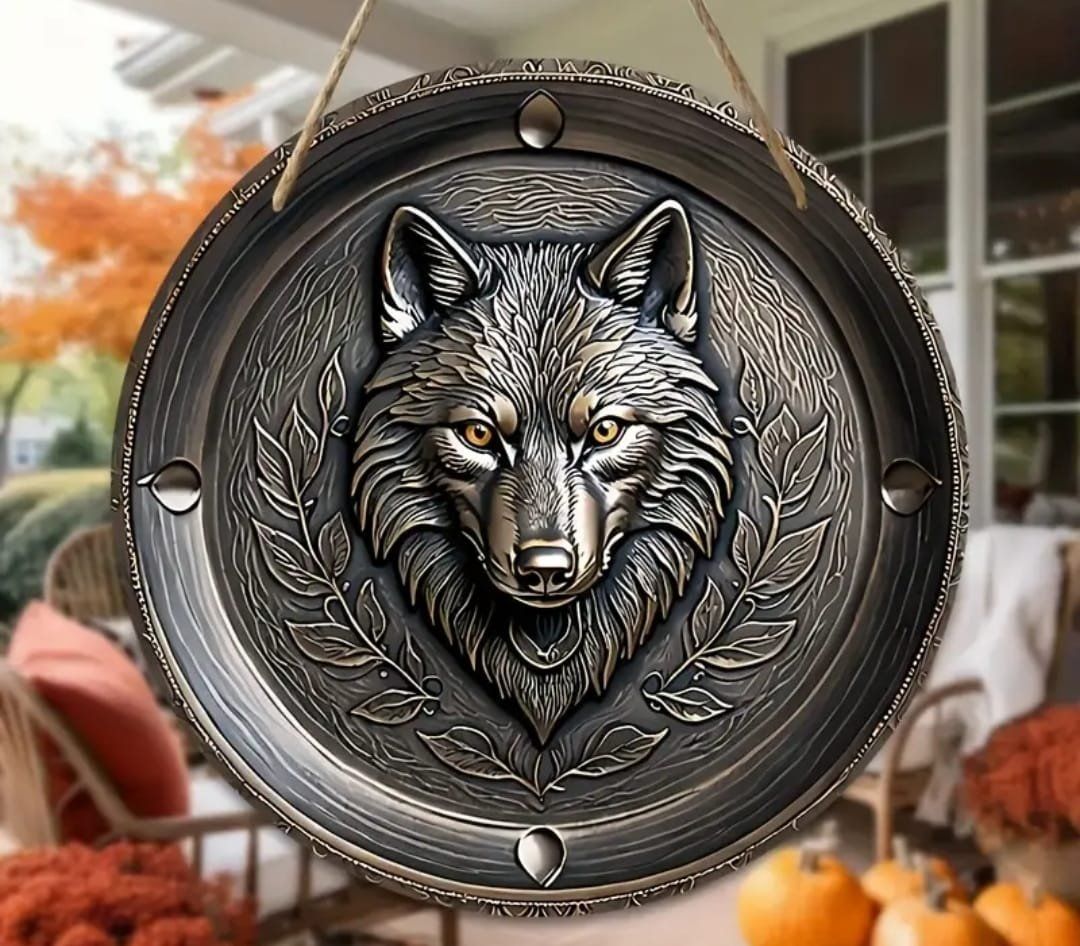 Schilder: Holzschild Wolf Rund 20cm Durchmesser / Bild – Neu und originalverpackt aus Walenstadt von emynmuil1 1