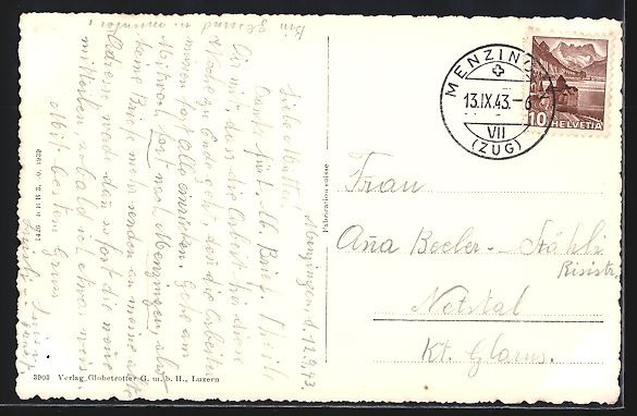 Cartoline postali: Menzingen /Zug, Teilansicht mit Kirche – Usato da Berlin venduto da bartko-reher 1
