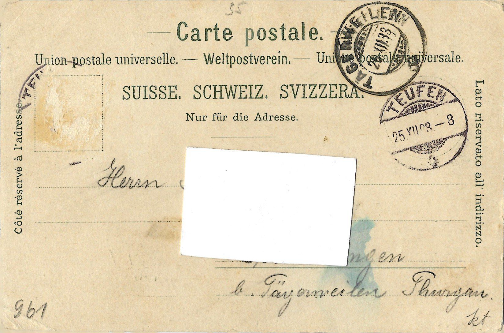 Cartoline postali: GRUSS  von  der   FRÖHLICHS - EGG  b/T e u f e n – Usato da Bütschwil venduto da Jackson1A 1