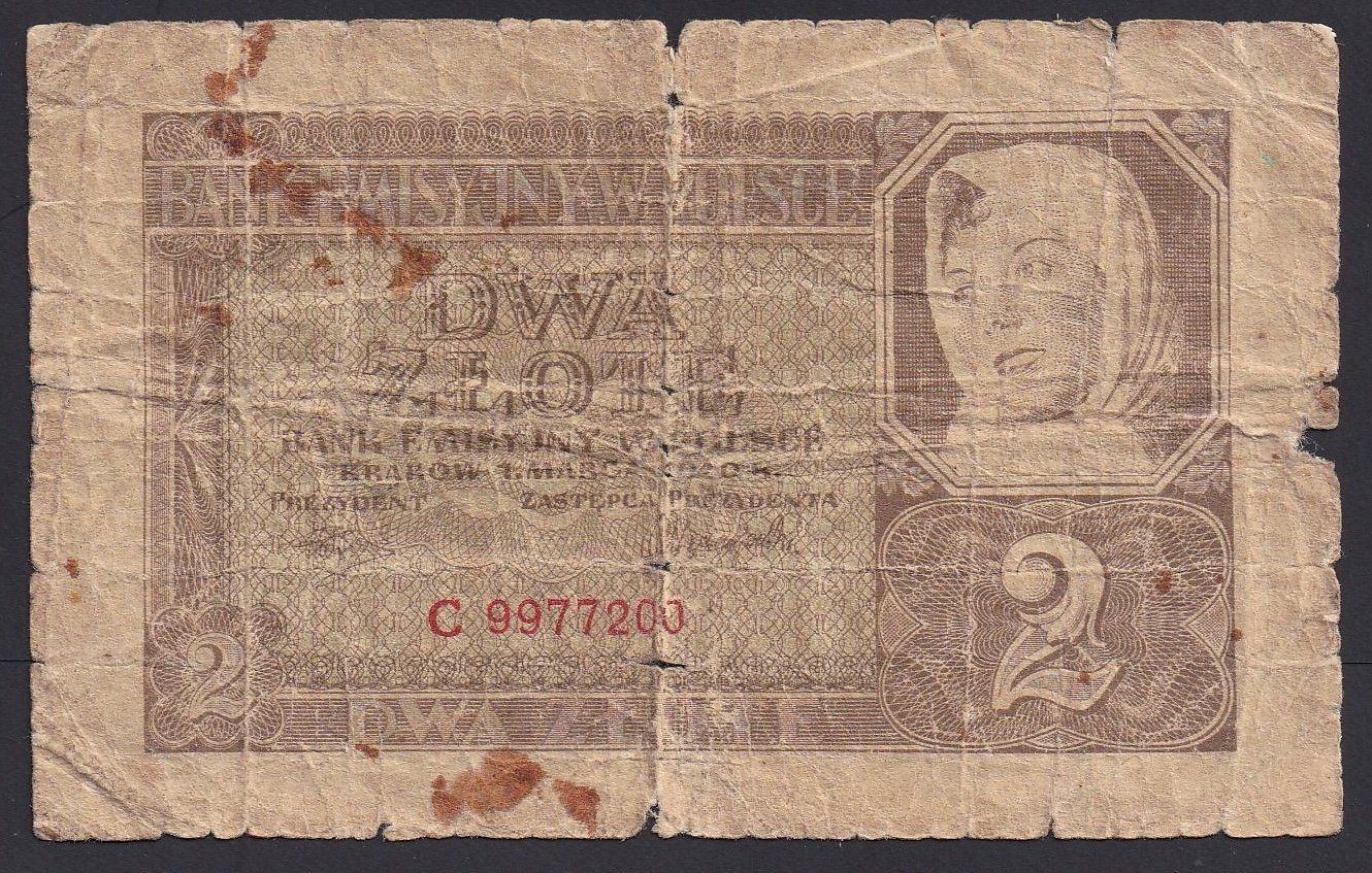 Banconote: Polen 2 Zlote 1941 – Usato da Brugg AG venduto da banknoten_muesli