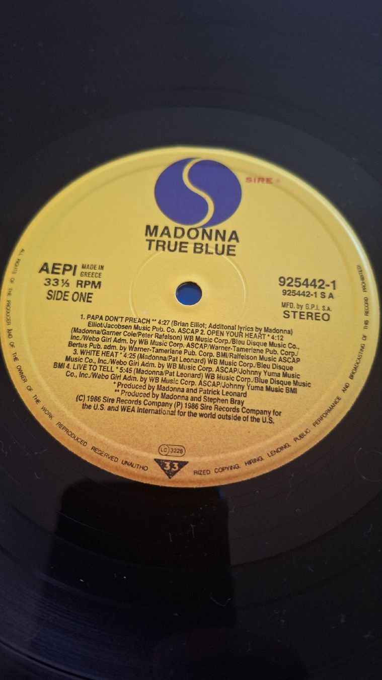 Dischi in vinile: Madonna True Blue 12" Album Greece – Usato da Luzern venduto da thomarco 2