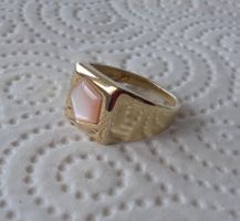 Echtschmuck: Perlmutt-Silberring vergoldet / 56