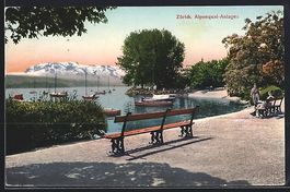 Zürich, Alpenquai-Anlagen mit Wasser- u