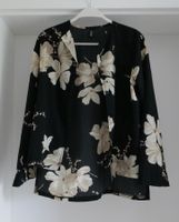 Bluse / Hemdbluse / Cardigan Gr. S, schwarz mit Blumenmuster