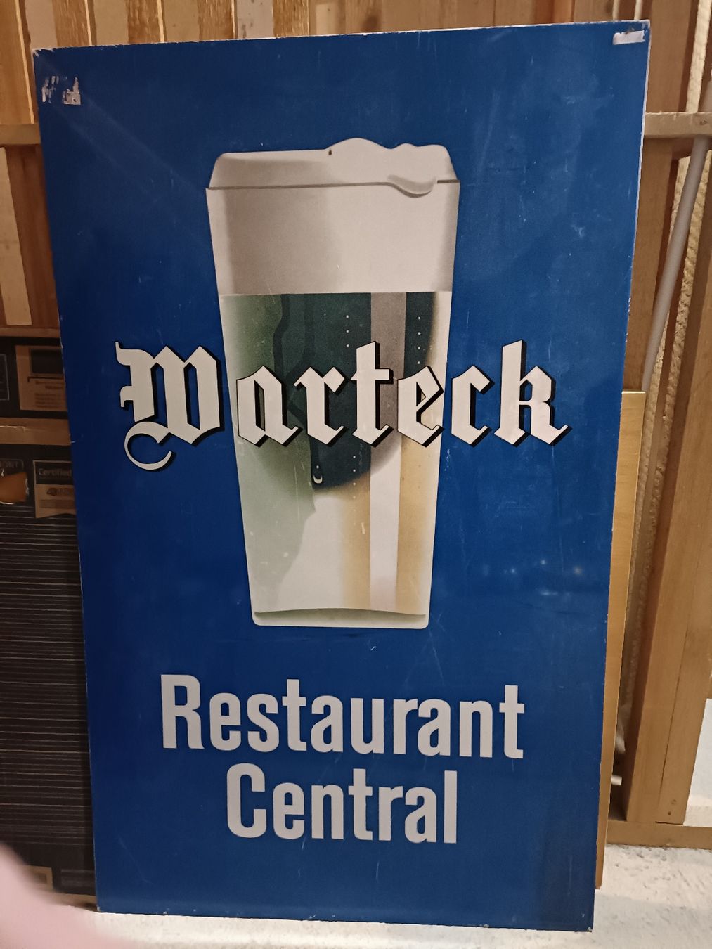 Warteck Insegne: Plaque plexiglas publicitaire Warteck Restaurant Central – Difettoso da Delémont venduto da ste_65ph