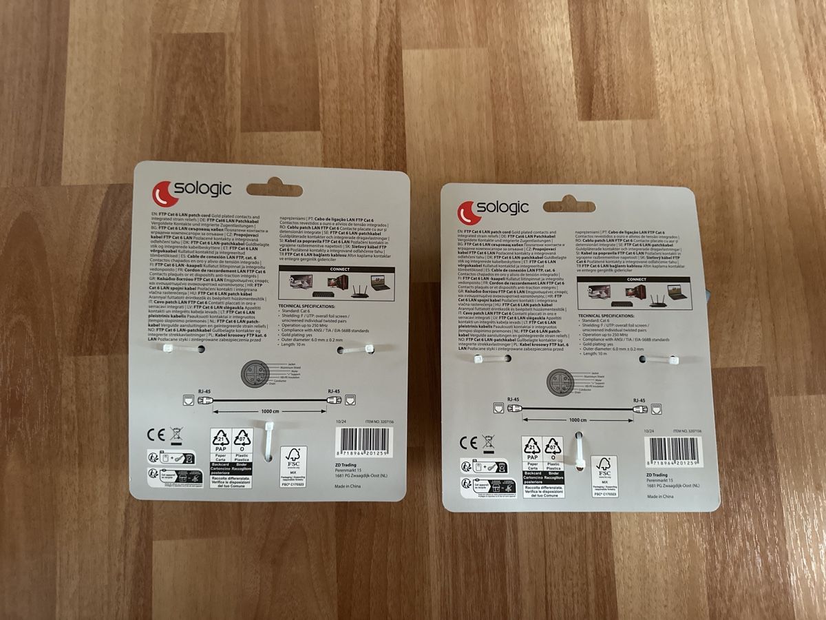 Kabel: 2x Sologic CAT6 Netzwerkkabel, 10 Meter, Neu, Original – Neu und originalverpackt aus St. Gallen von mai_zpt7 1