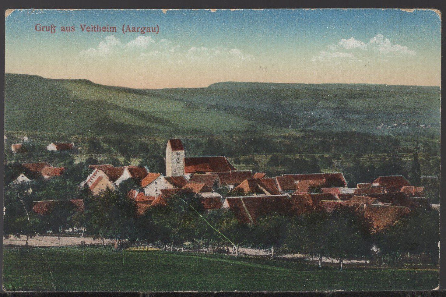 Cartoline postali: Gruss aus Veltheim, Gesamtansicht – Usato da Aarau venduto da kufi44