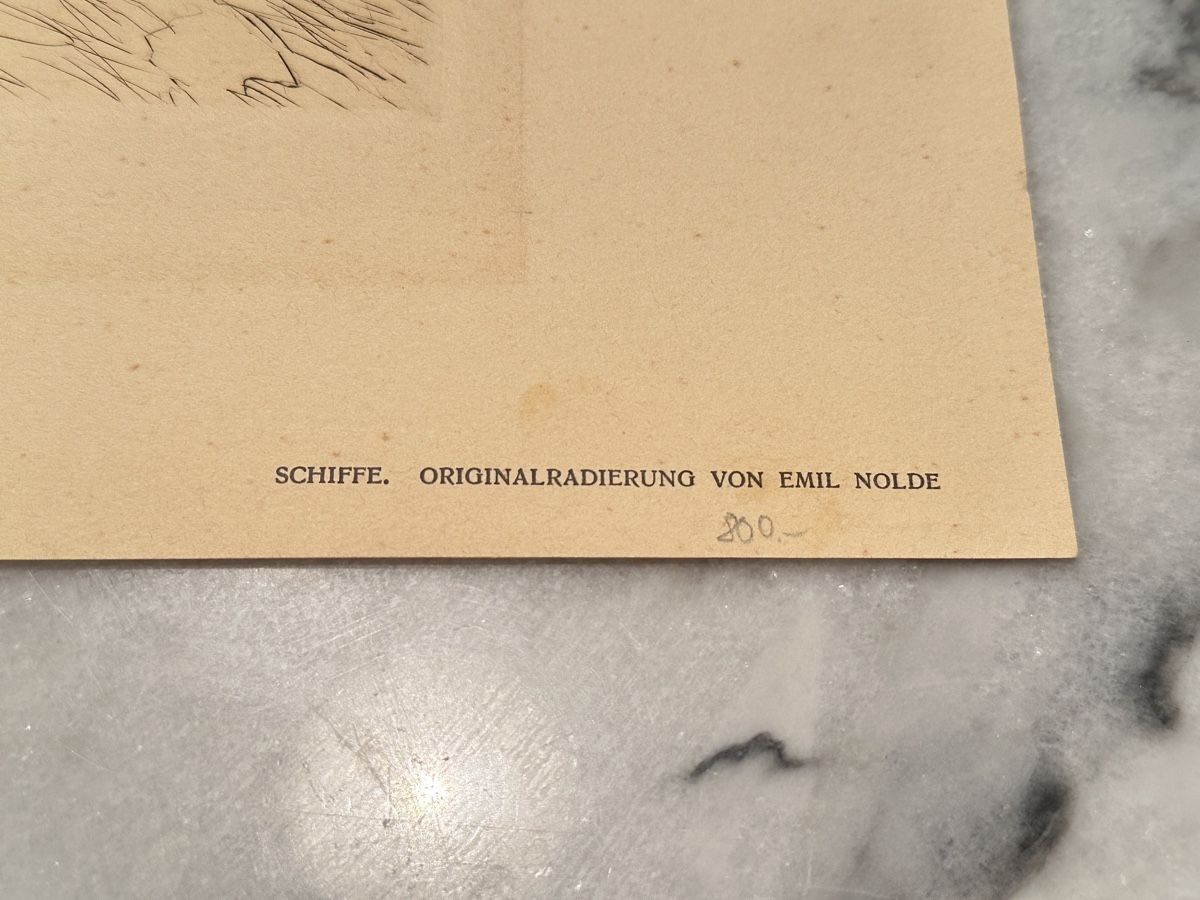 Grafica & Litografie: Originalradierung Emil Nolde "Schiffe" von 1907, – Usato da Aarburg venduto da Yula24 3