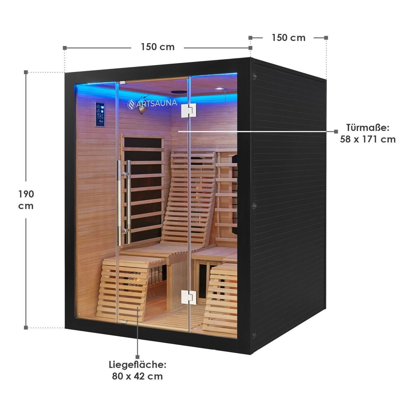 Sauna & Zubehör: Infrarotsauna ANCONA2 mit Triplex-Heizsystem - 150x150x190cm – Neu und originalverpackt aus Wallenwil von toesstal-vertrieb 8