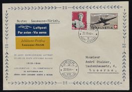 Schweiz 1944 - 25 Jahre Luftpost Jubiläumsbeleg Zürich