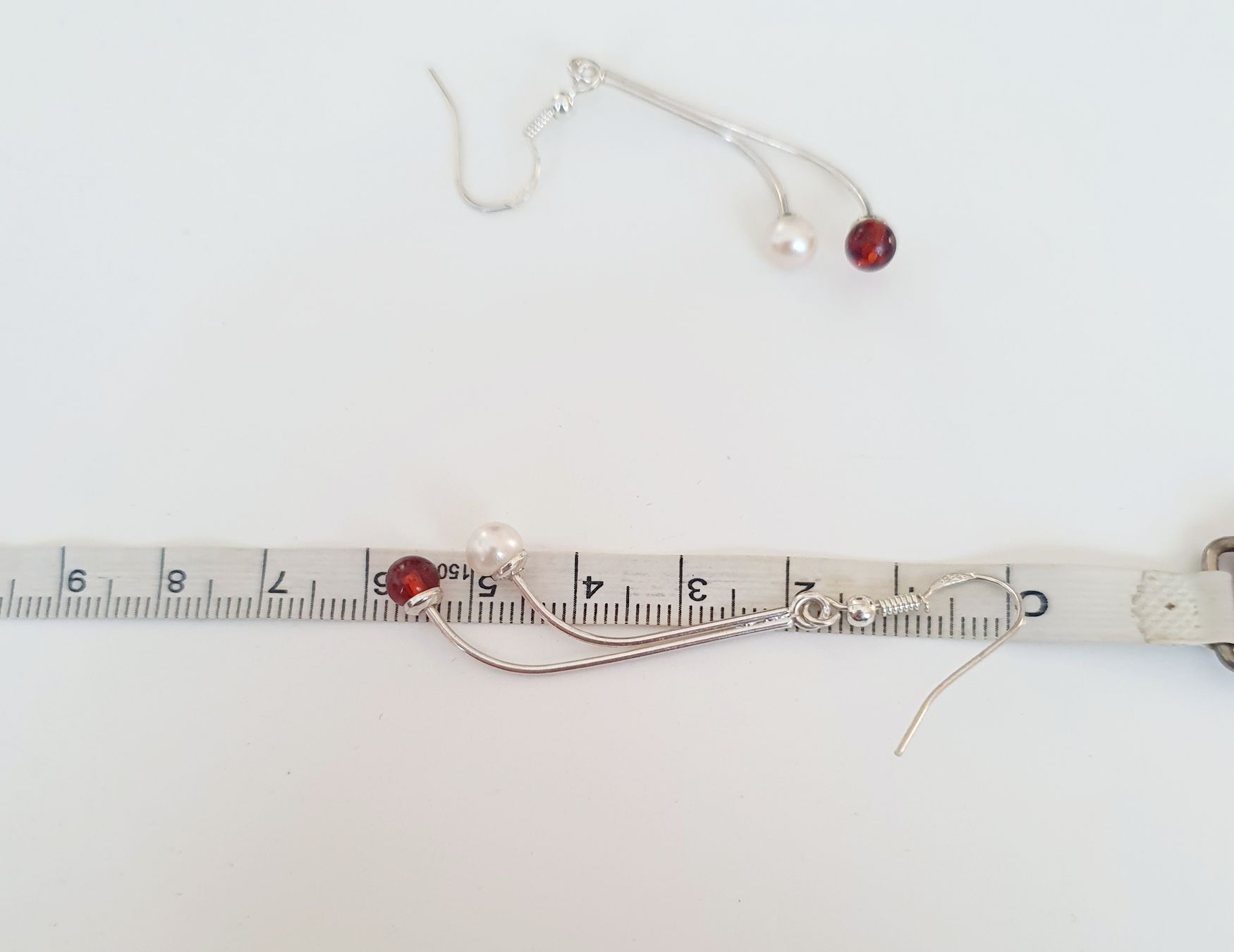 Orecchini pendenti & Orecchini a lobo: Elegante 925 Silber Ohrringe mit Amber & Perle – Nuovo (secondo la descrizione) da Kreuzlingen venduto da Wunderkiste123 2