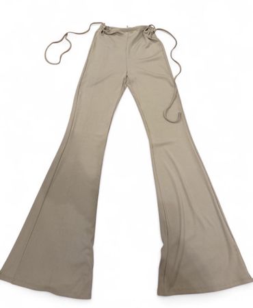 Damen Schlaghose beige mit Schnürung