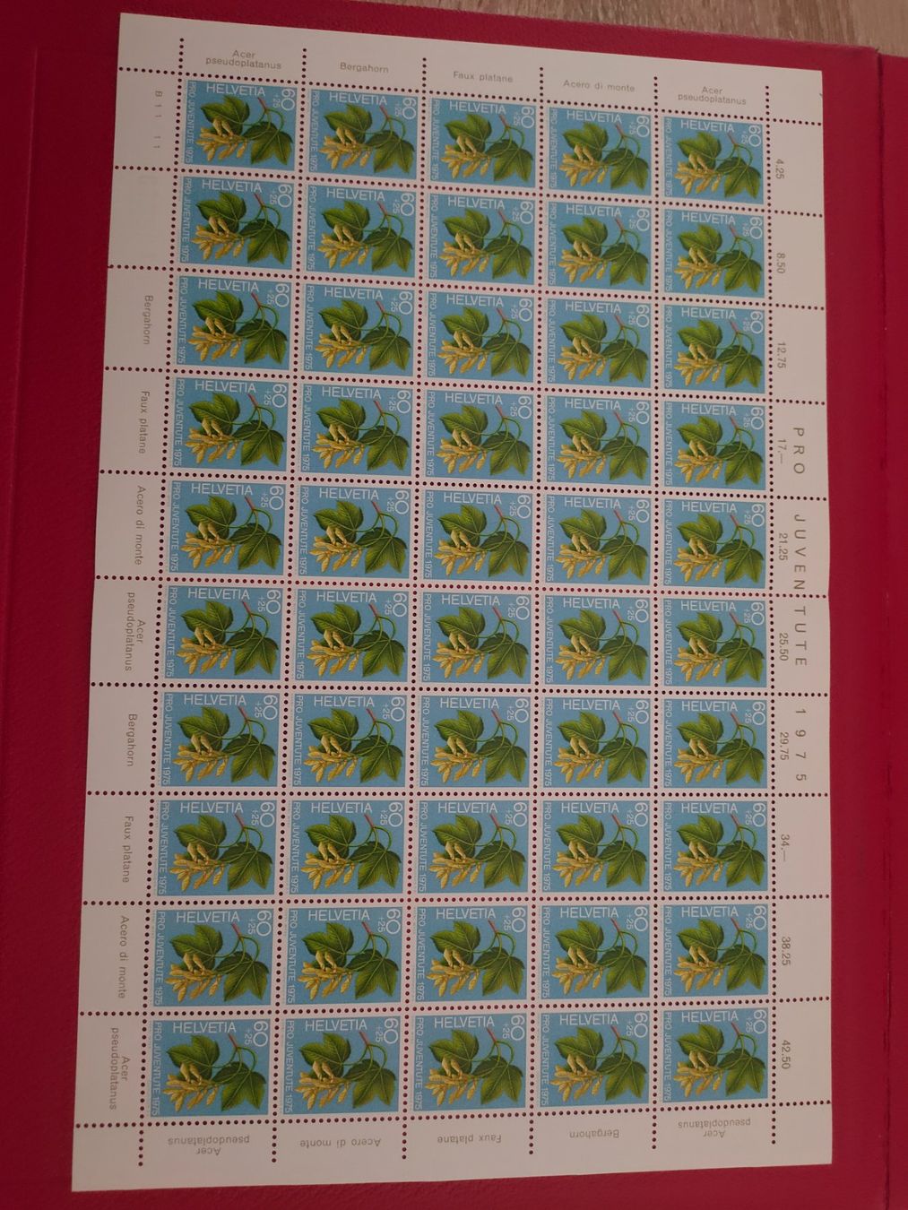 Tutti i francobolli: Original Briefmarkenbogen Pro Juventute 1975**, komplett – Usato da matten b. interlaken venduto da jfran17