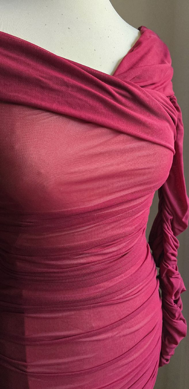 Shein Vestiti: Robe bordeaux drapée élégante, manches longues, taille XS – Nuovo (secondo la descrizione) da Genève venduto da Saleena 7