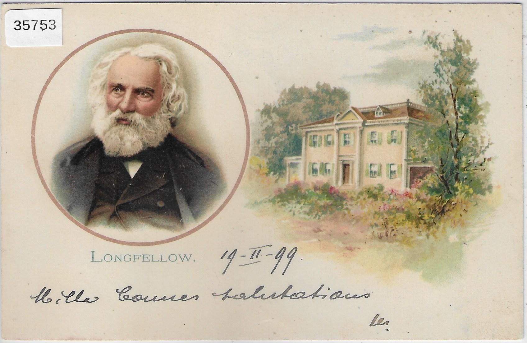 Cartoline postali: Henry Wadsworth Longfellow - Dichter - Geburtshaus - Litho – Usato da Ettingen venduto da Kartenplanet