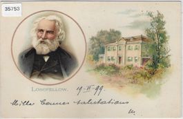 Henry Wadsworth Longfellow - Dichter - Geburtshaus - Litho