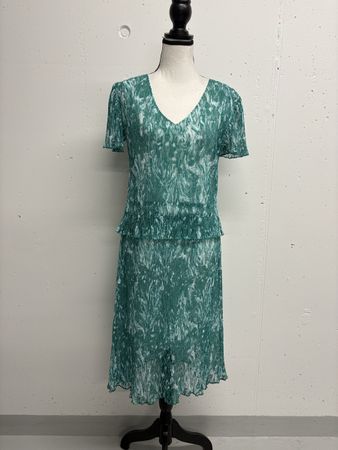 Leo & Ugo Sommerkleid türkis weiss gemustert Gr.40/42 Spitze