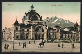 AK Luzern, Bahnhof, Pilatus
