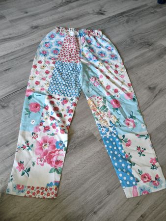 Pantaloni donna patchwork a fiori taglia S cotone