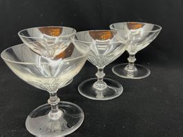 4 Baccarat Champagnerschalen Kristall, signiert, Vintage