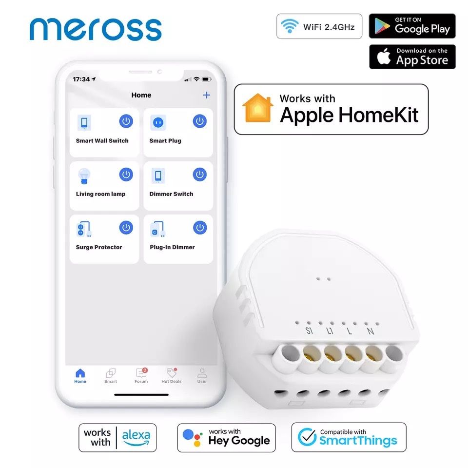 Spine: Meross HomeKit WiFi Smart Switch Modul – Usato da Gisikon venduto da Fidii