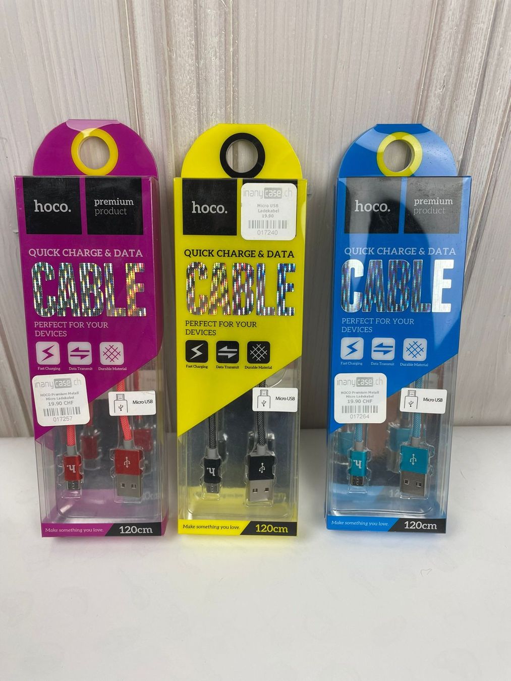 Cavi: 3x Premium Micro USB Ladekabel - HOCO Premium Metall, NEU – Nuovo e nell'imballaggio originale da Wängi venduto da Thurgauer98