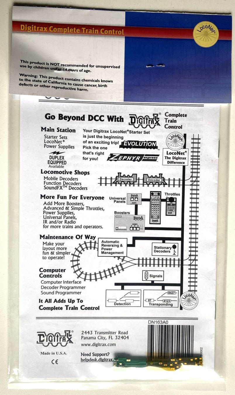 DIGITRAX Mobile Decoder DN163A0 1.5 Amp Decoder Spur N (Neu (gemäss ...