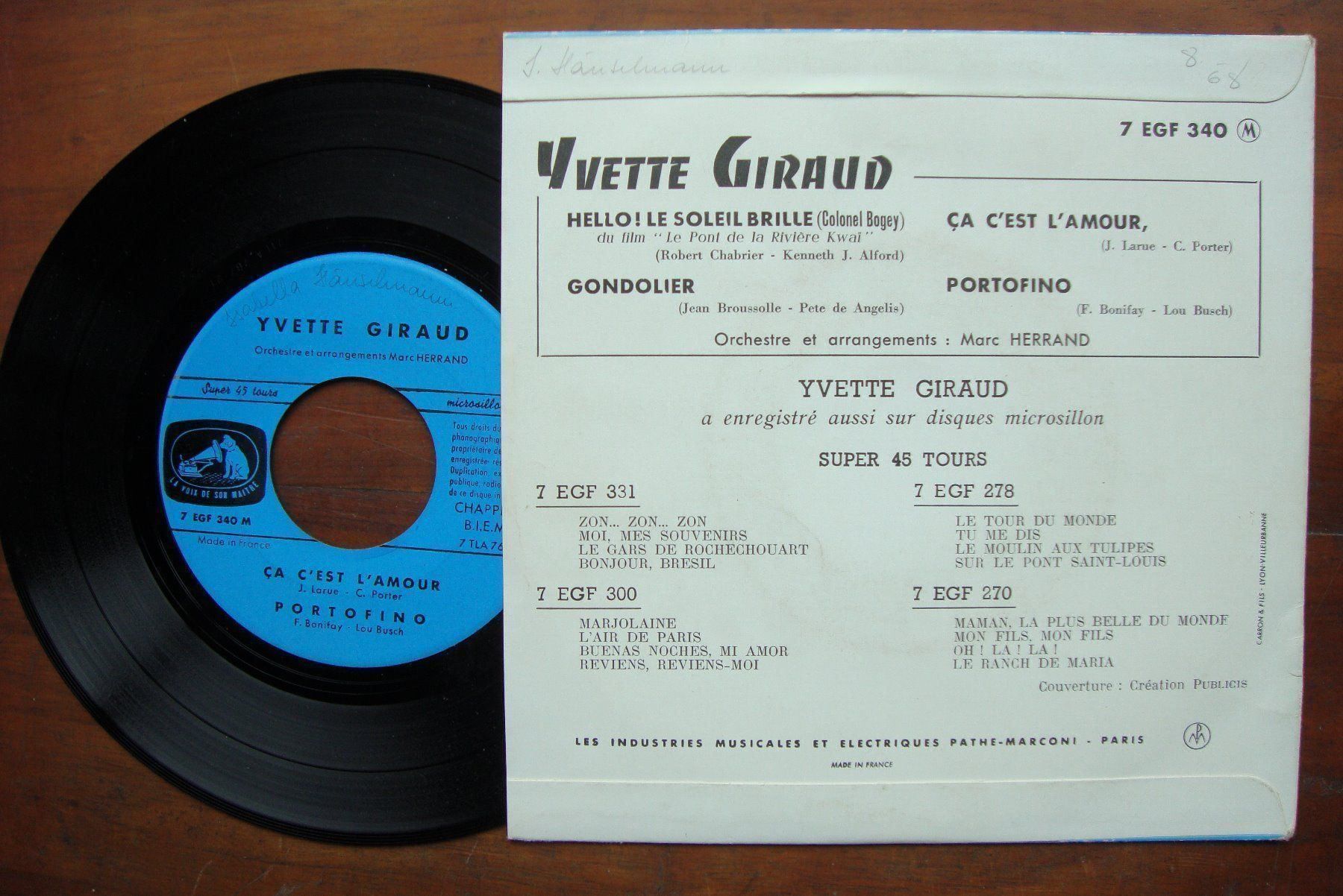 Dischi in vinile: YVETTE GIRAUD - HELLO, LE SOLEIL BRILLE – Usato da Bern venduto da Uli_10_11 1