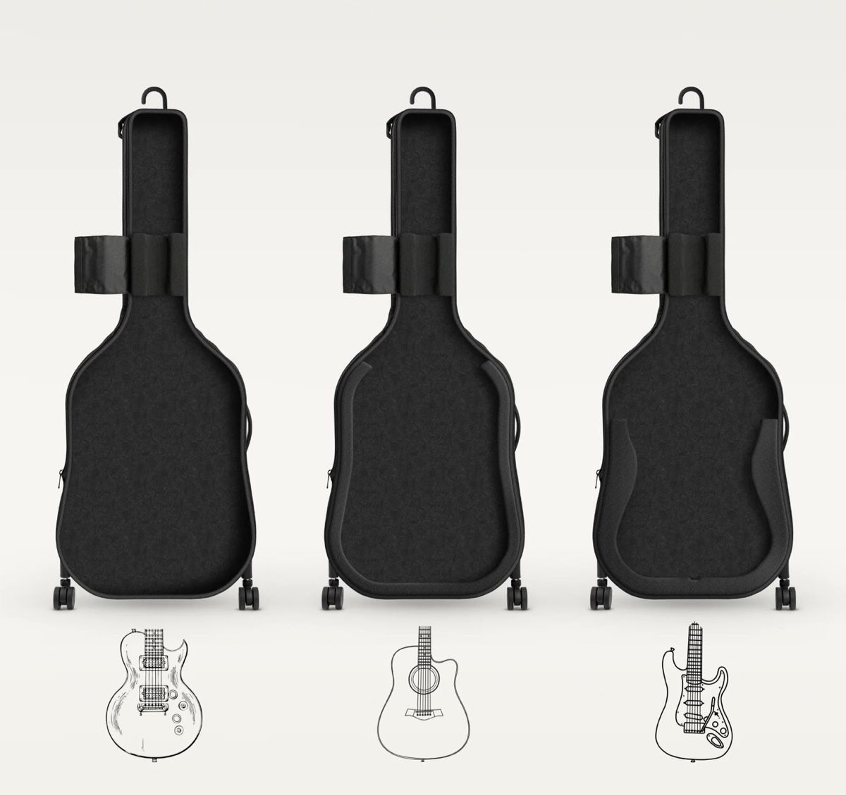 Strumenti musicali: Gitarrenkoffer, mit Rollen, Tragegurt etc. OPENHAGEN.COM – Nuovo (secondo la descrizione) da Neftenbach venduto da Onlineshopper 1