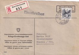 R.Brief mit Nr.54 OFFICIELL Aufdruck v.BERN nach Therwil BL.