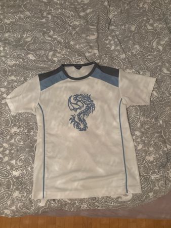Casa Blanca Sommer-Shirt Gr S, weiss/blau, Drachenmotiv
